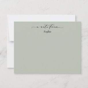 Elegant "A Note From", Simple in Sage Green Card