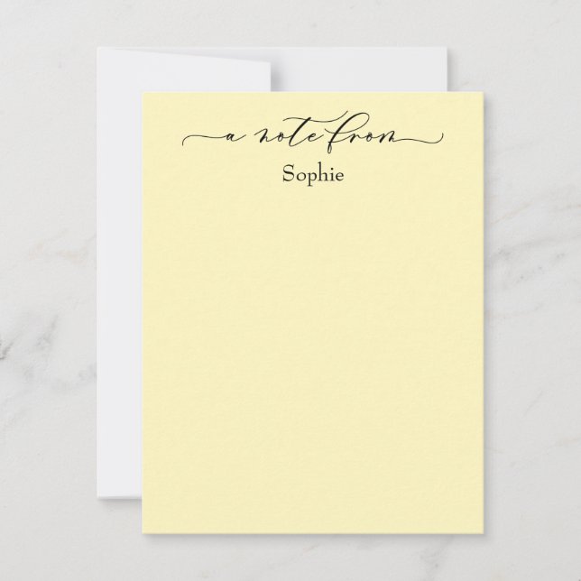 Elegant "A Note From" Simple Light Yellow Card (Front)