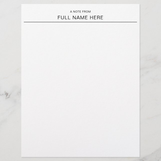 Elegant A Note From You Personalised Letterhead (Front)