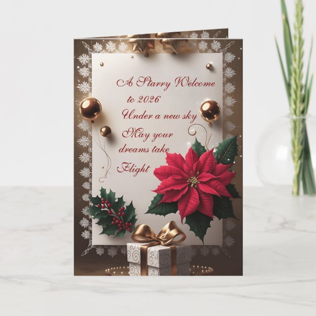 Elegant A Starry Welcome to 2026 Flat Greeting Card (Front)