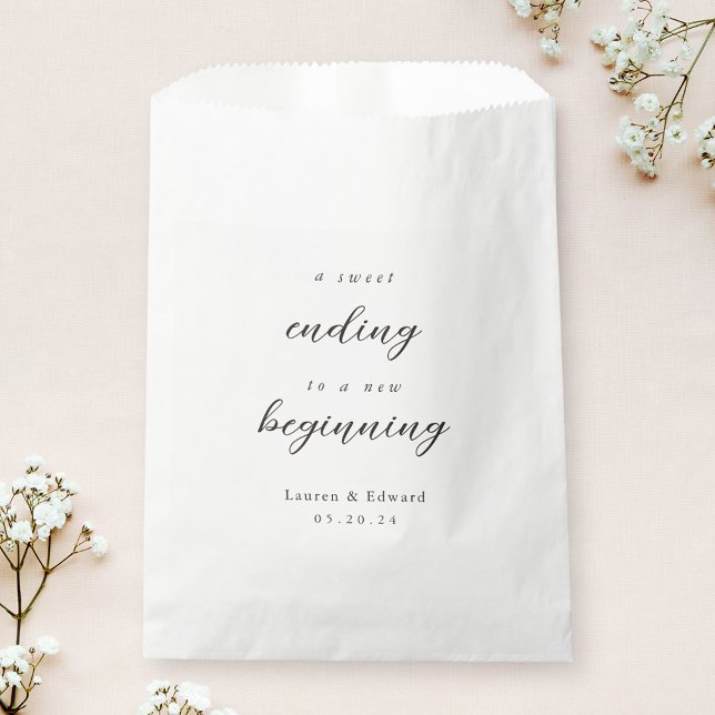 Elegant A Sweet Ending to a New Beginning Wedding Favour Bags (Creator Uploaded)