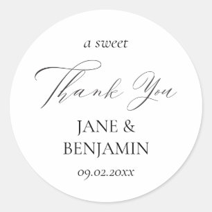 Elegant A Sweet Thank You Wedding Favour Classic Round Sticker