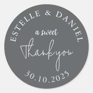 Elegant A Sweet Thank You Wedding Favour Classic Round Sticker