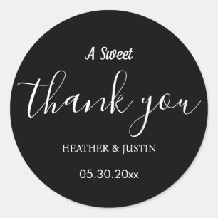 Elegant A Sweet Thank You Wedding Favour Classic Round Sticker