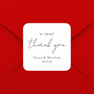 Elegant A Sweet Thank You Wedding Favour Square Sticker