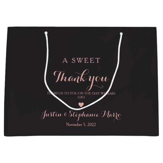 Elegant A Sweet Thank you Wedding Personalised Large Gift Bag (Front)