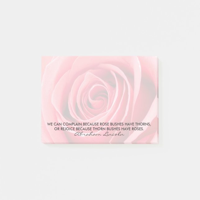 Elegant Abraham Lincoln Inspirational Rose Quote Post-it Notes (Front)