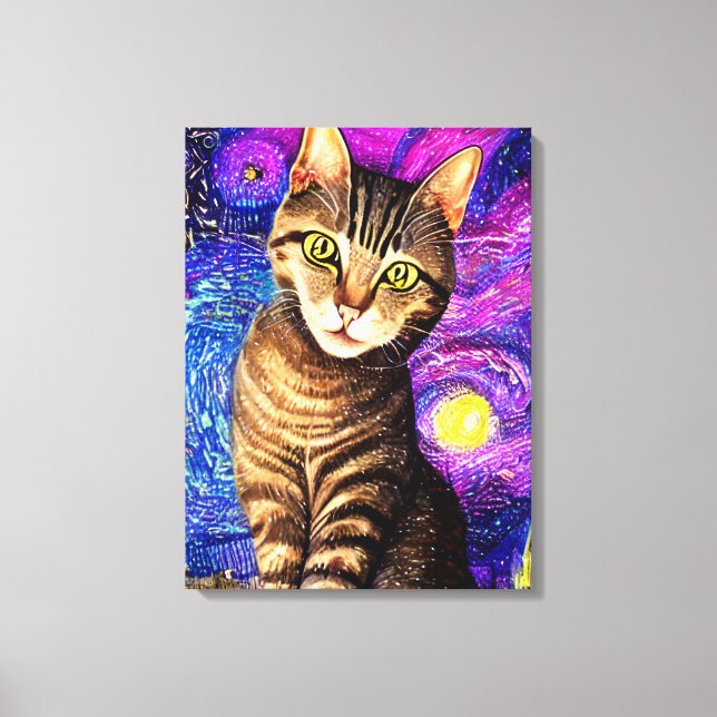 Elegant Abstract Airbrush Cat Canvas Print (Front)