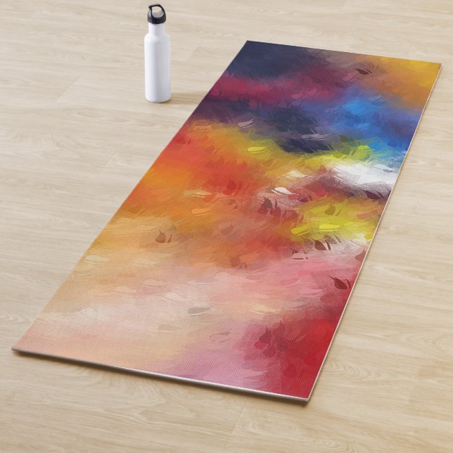Elegant Abstract Art Red Orange Yellow Blue Yoga Mat (In Situ)