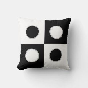 Elegant Abstract Black and White Circles & Squares Cushion