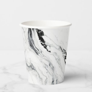 Elegant abstract black and white marble stone paper cups