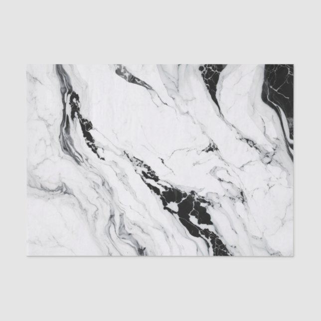 Elegant abstract black and white marble stone tissue paper (Front)