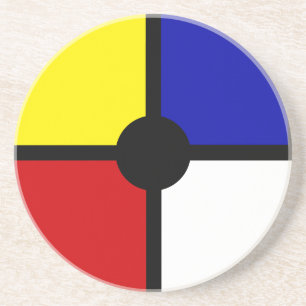Elegant Abstract Black, Blue, Red, Yellow & White  Coaster