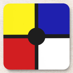 Elegant Abstract Black, Blue, Red, Yellow & White  Coaster