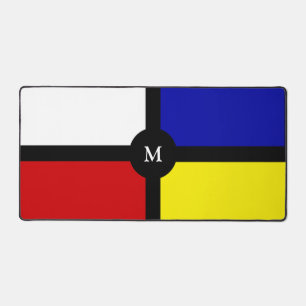 Elegant Abstract Black, Blue, Red, Yellow & White Desk Mat