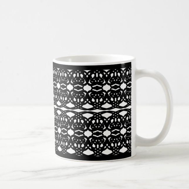 Elegant Abstract Black & White Pattern Coffee Mug (Right)