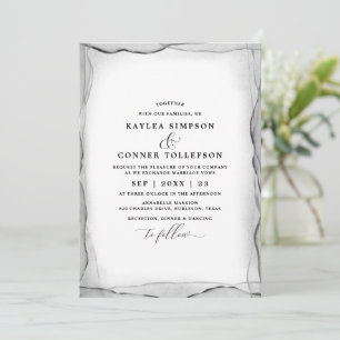 Elegant Abstract Black & White Wedding Watercolor Invitation