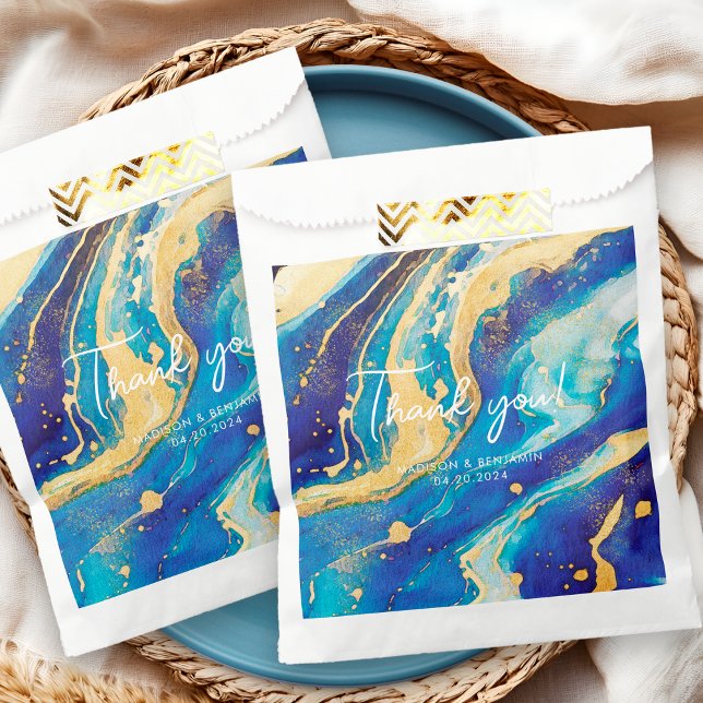 Elegant Abstract Blue Gold Colourful Thank You Gif Favour Bags (Creator Uploaded)