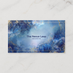 Elegant Abstract Blue Gold Marble Fluid Art Business Card