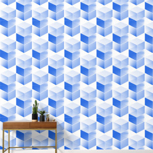 Elegant Abstract Blue Grey White Vertical Cube Art Wallpaper