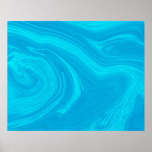 Elegant Abstract Blue Liquid Marble Artwork   Poster