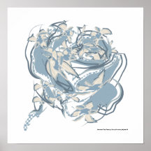 Elegant Abstract Blue Rose Bouquet Wall Art Decor