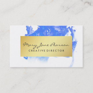 Elegant Abstract Blue Watercolor Brushstrokes Business Card