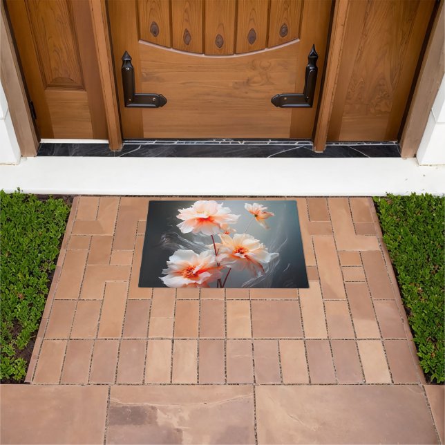 Elegant Abstract Blush Flower Misty Flow Doormat (Outdoor)