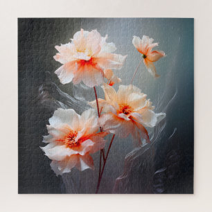Elegant Abstract Blush Flower Misty Flow Jigsaw Puzzle
