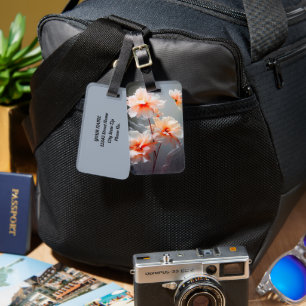 Elegant Abstract Blush Flower Misty Flow Luggage Tag