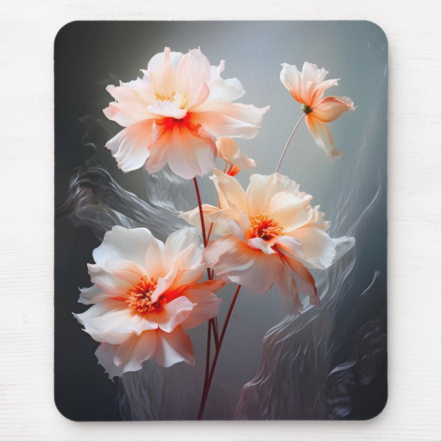 Elegant Abstract Blush Flower Misty Flow Mouse Mat (Front)