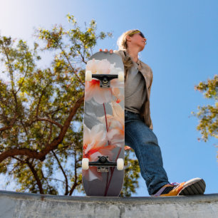 Elegant Abstract Blush Flower Misty Flow Skateboard