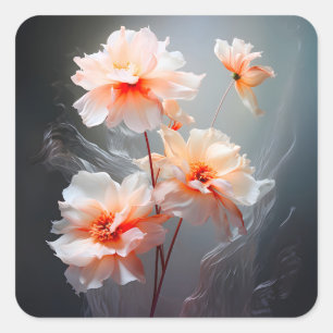 Elegant Abstract Blush Flower Misty Flow Square Sticker