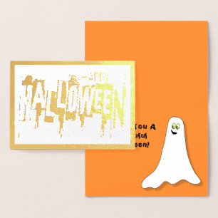 Elegant Abstract BOO-tiful Happy Halloween Foil Card