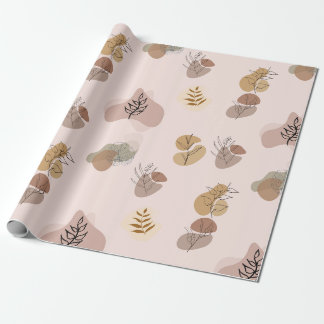 Elegant Abstract Botanical Minimalist Earth Tone Wrapping Paper