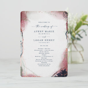 Elegant Abstract Burgundy & Navy Wedding Ceremony Programme