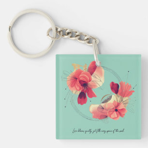 Elegant Abstract Coral Floral Art  Key Ring