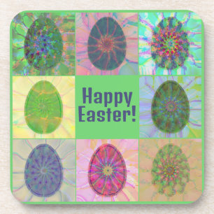 Elegant Abstract Decorative Colourful Eggs Collage Coaster