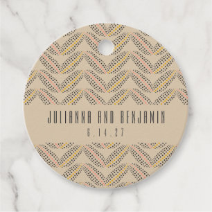 Elegant Abstract Dots Pattern Beige Custom Wedding Favour Tags