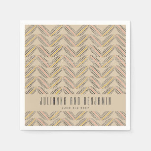 Elegant Abstract Dots Pattern Beige Custom Wedding Napkin