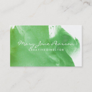 Elegant Abstract Dreamy Green Brushstrokes Business Card