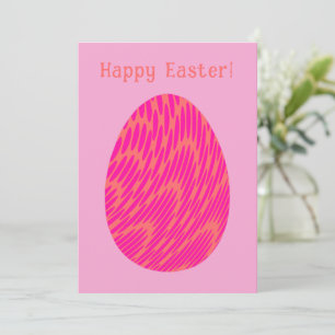 Elegant Abstract Egg Bittersweet Pink Rose Easter Holiday Card