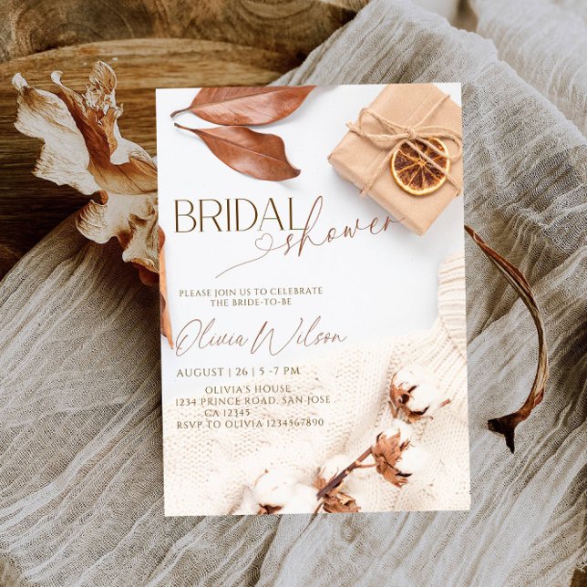 Elegant Abstract Fall Bridal Shower Party Invitation (Creator Uploaded)