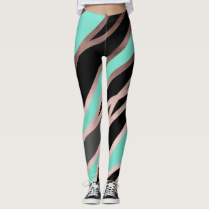 elegant abstract faux rose gold black grey mint leggings