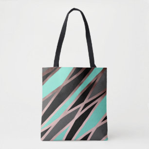 elegant abstract faux rose gold black grey mint tote bag