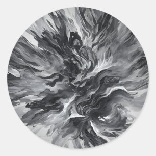 Elegant Abstract Flame and Smoke Classic Round Sticker