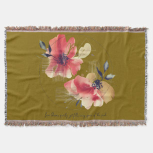 Elegant Abstract Floral Art with Gold Accents Throw Blanket