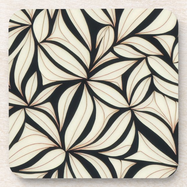 Elegant Abstract Floral Coaster Set (Front)