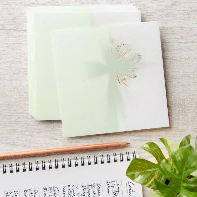 Elegant abstract floral Cross baptism envelope  (Stacked)