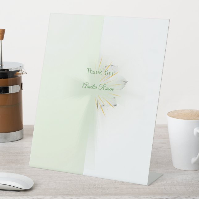 Elegant abstract floral Cross baptism pedestal sig Pedestal Sign (In SItu)